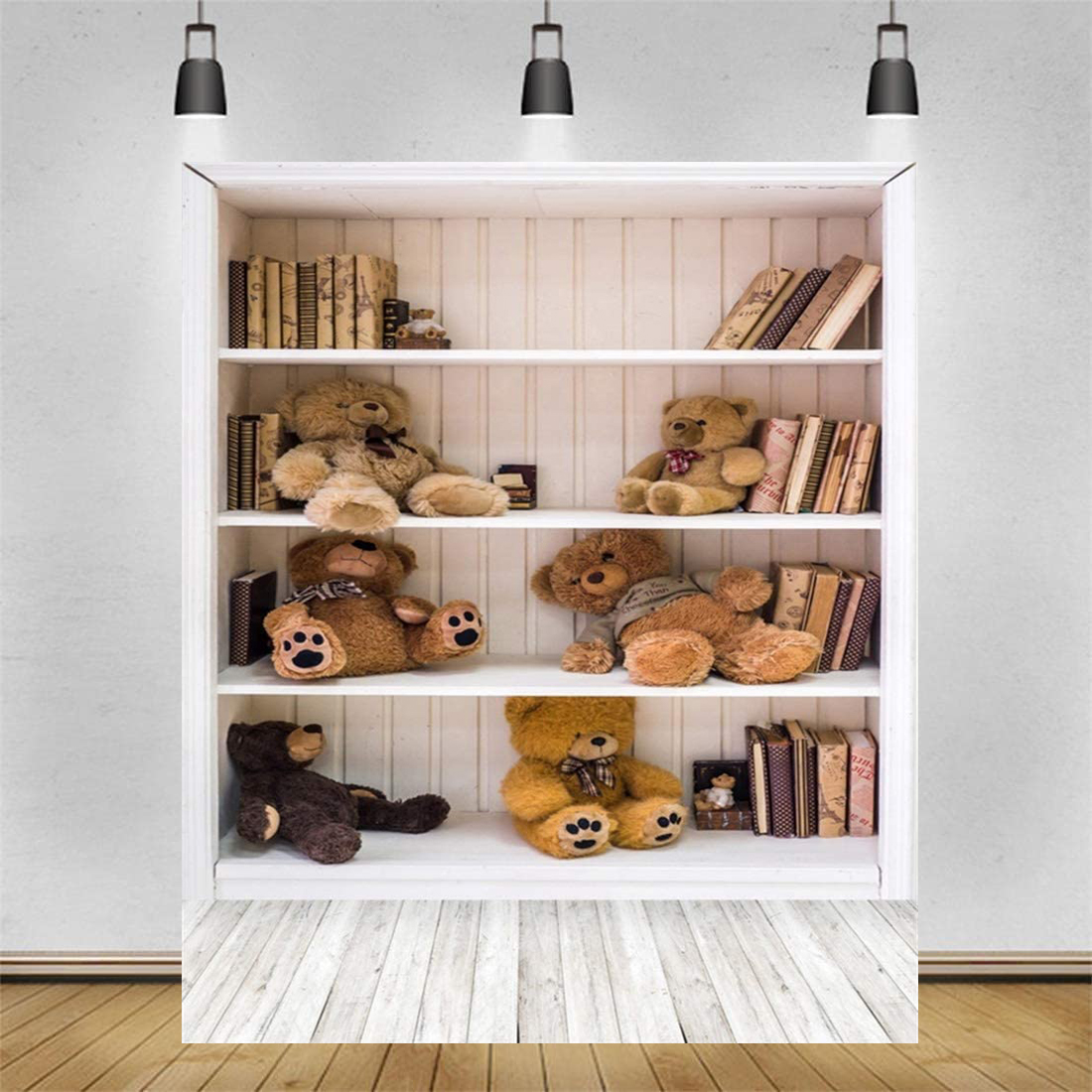 Banner Kids Toys - Photography Backdrop Bookcase And Toy Bear