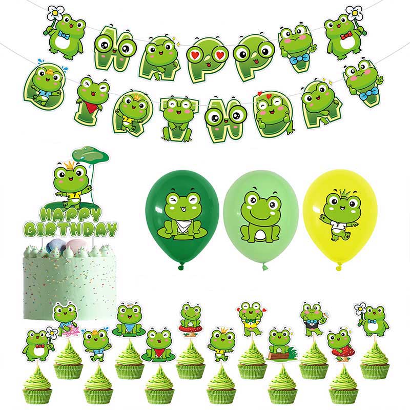 Banner Kids Toys - Green Frog Birthday Party Decoration Supplies