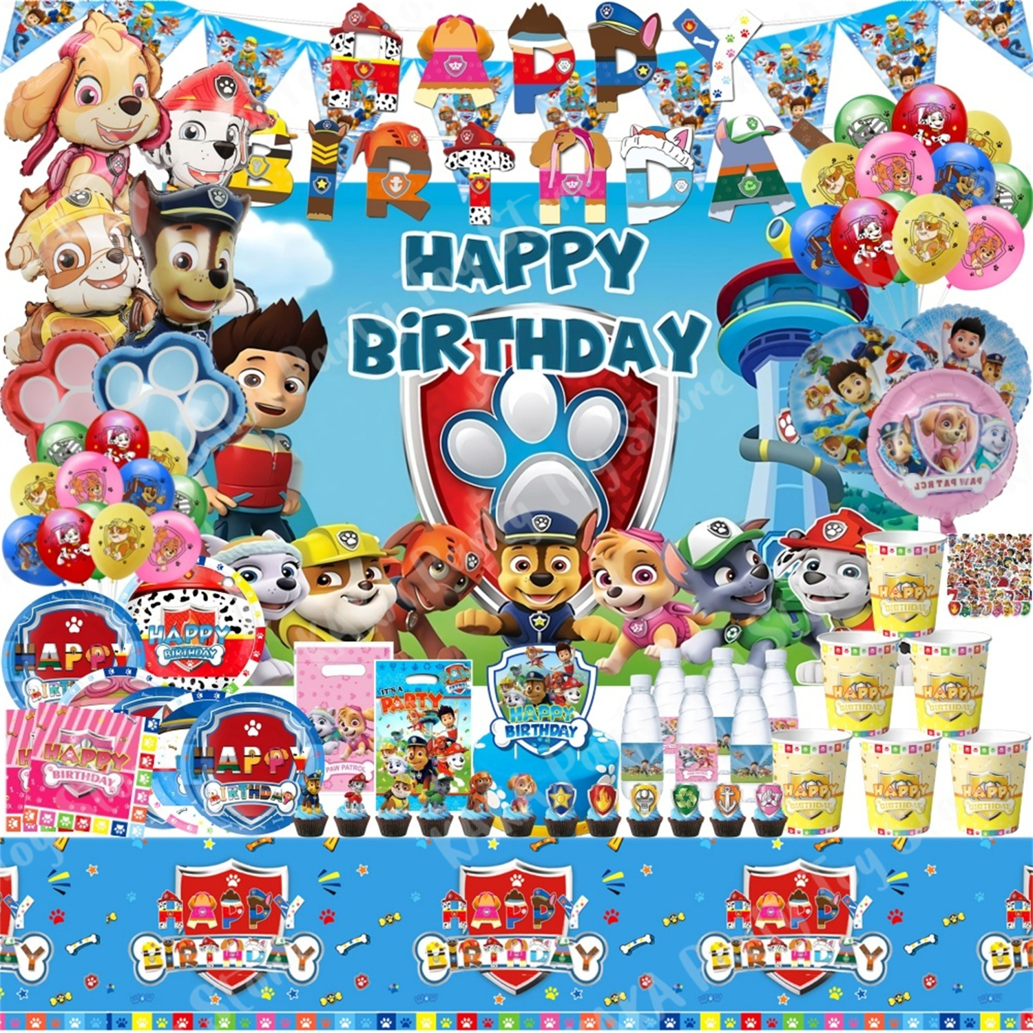 Banner Kids Toys - New Paw Patrol Birthday Decorations Cartoon