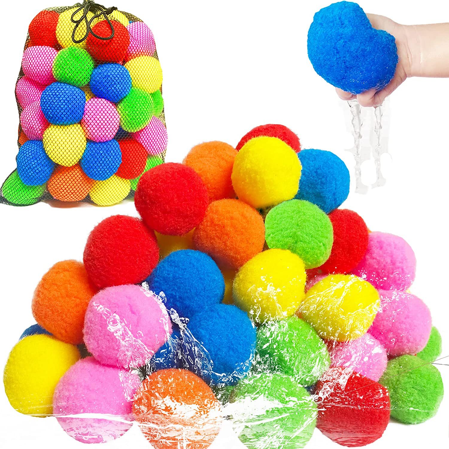 Water Balloon Set - 12/30/60Pcs Reusable Water Balloons Cotton for