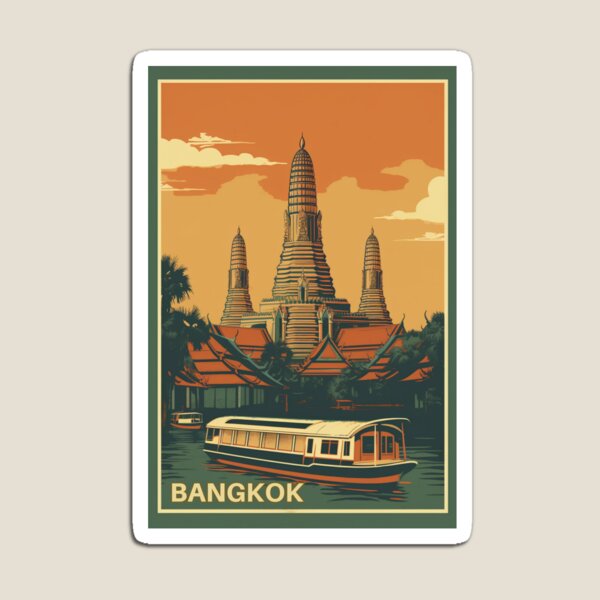Kids Toys Bangkok - Bangkok Vintage Poster Magnet Magnetic Toy