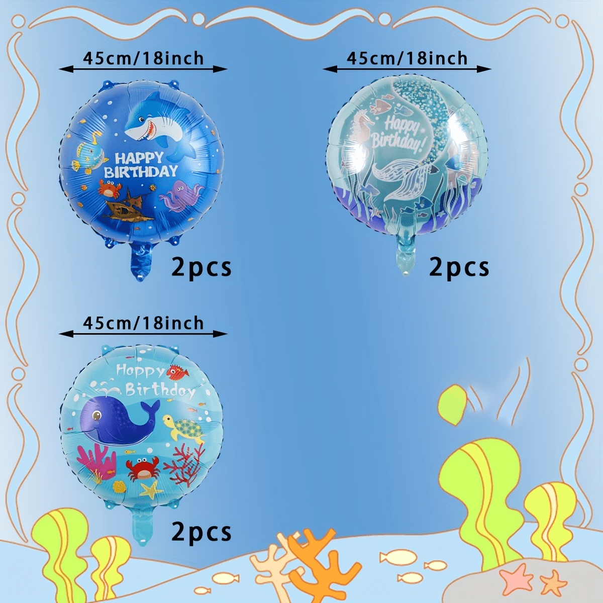 6pcs Ocean Theme Party Balloon - Water Balloon Set บทวิจารณ์และราคา