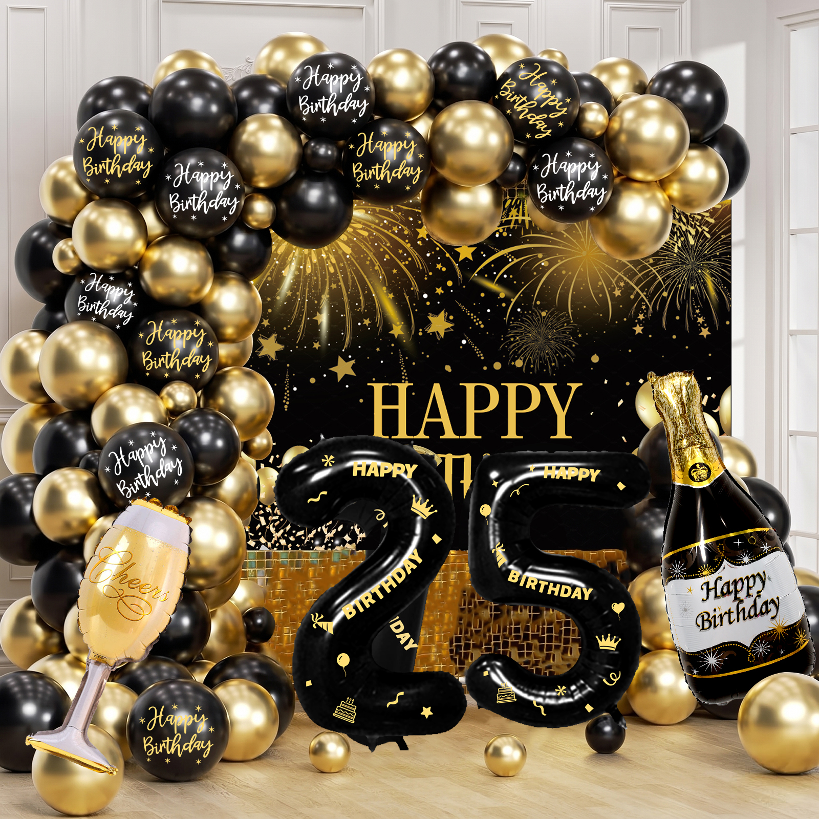 Black Gold Number Happy Birthd - Water Balloon Set บทวิจารณ์และราคา