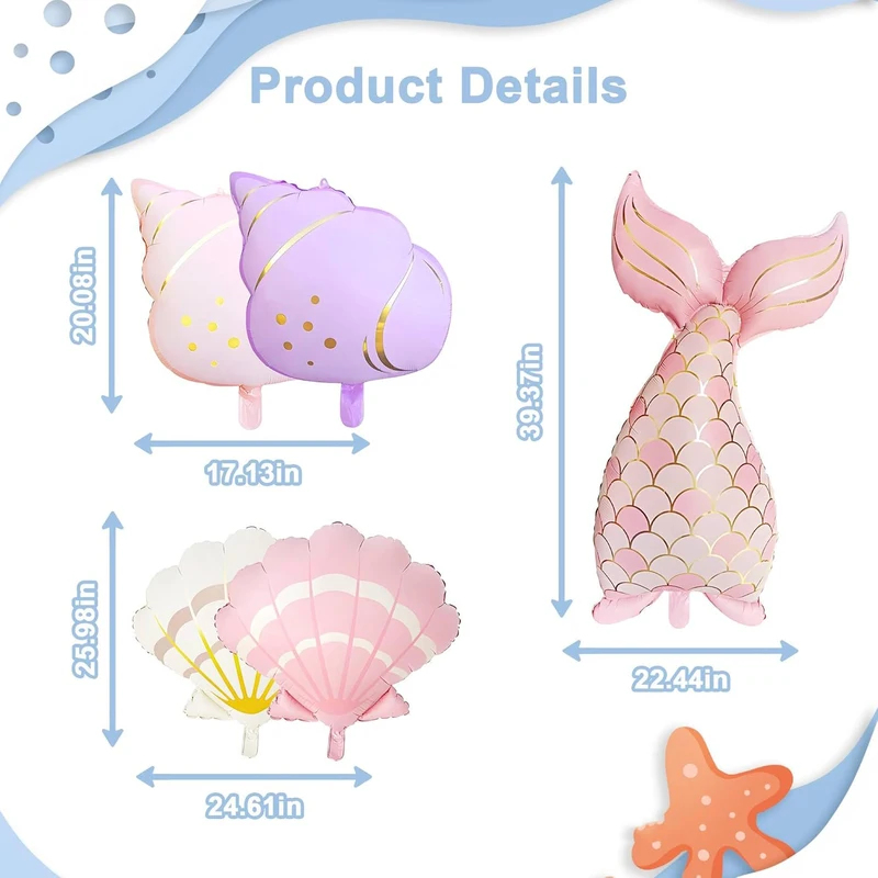 5PCS Mermaid Birthday Decor Se - Water Balloon Set บทวิจารณ์และราคา