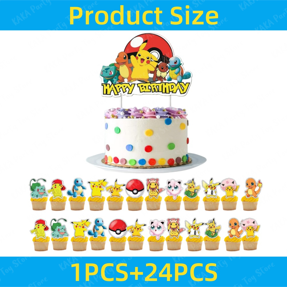 65Pcs Pokemon Birthday Decorat - Banner Kids Toys บทวิจารณ์และราคา
