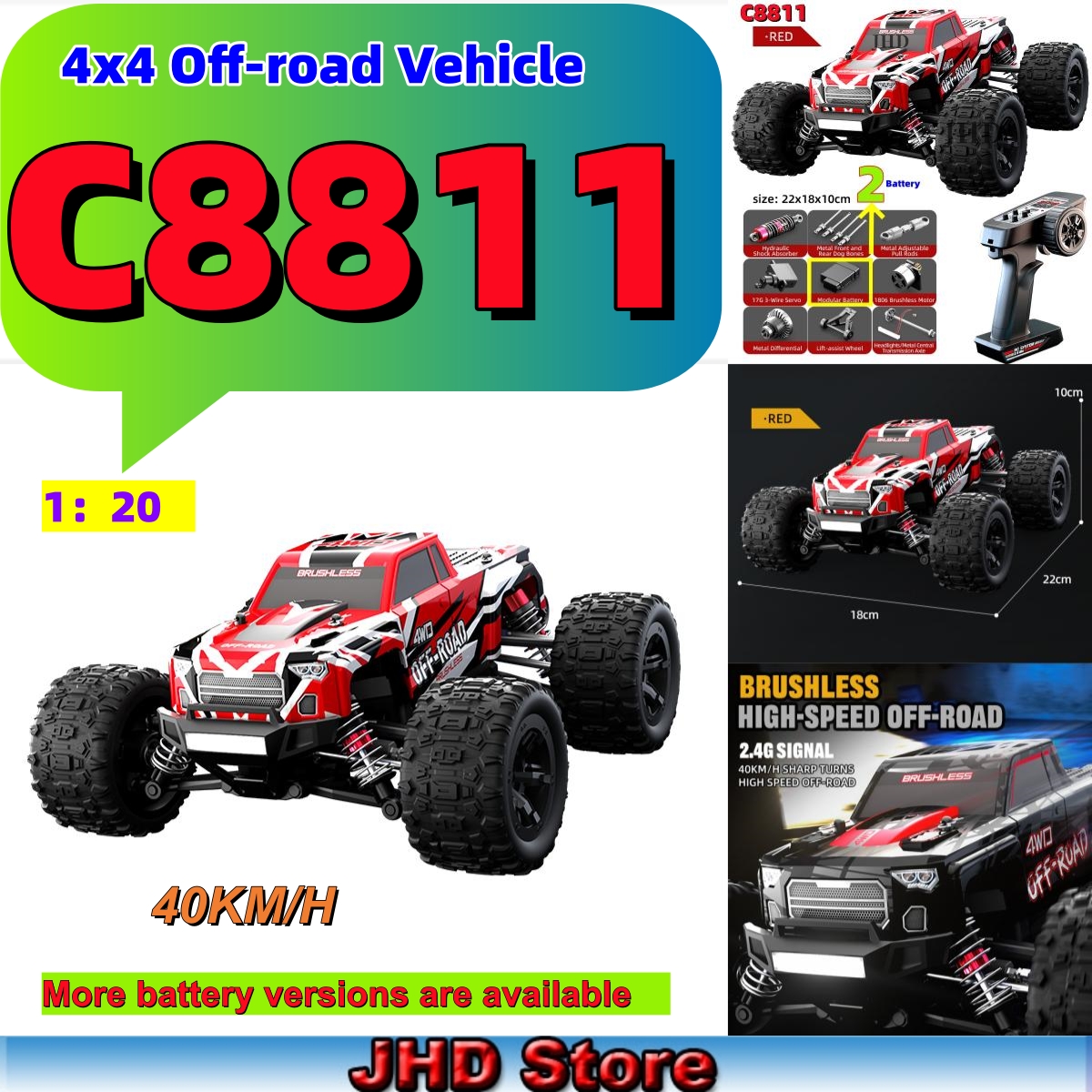 JHD C8811 40KM/H High Speed RC - Kids Toys Under $20 บทวิจารณ์และราคา
