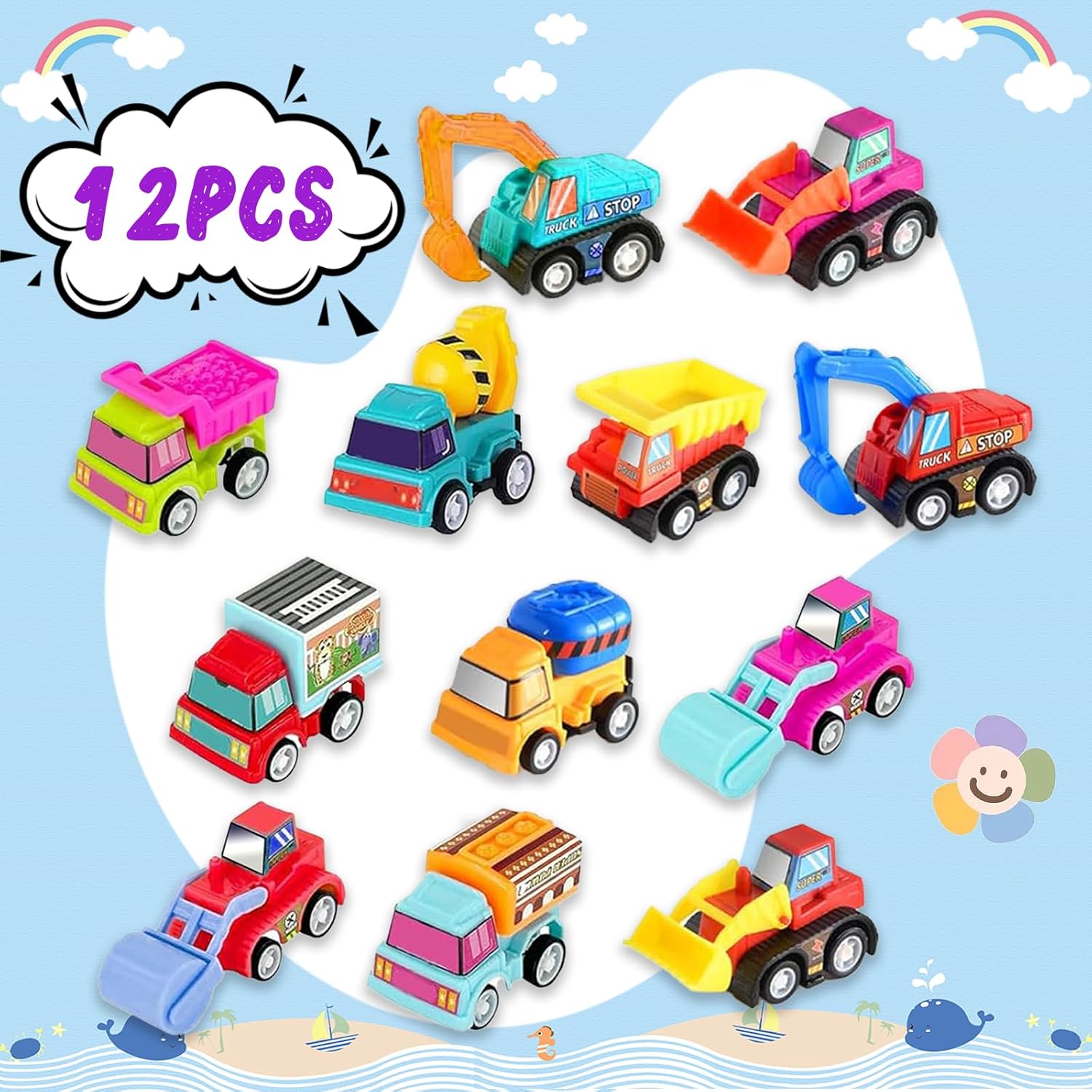 12pcs Pull Back Cars Truck Veh - Kids Y Toys บทวิจารณ์และราคา