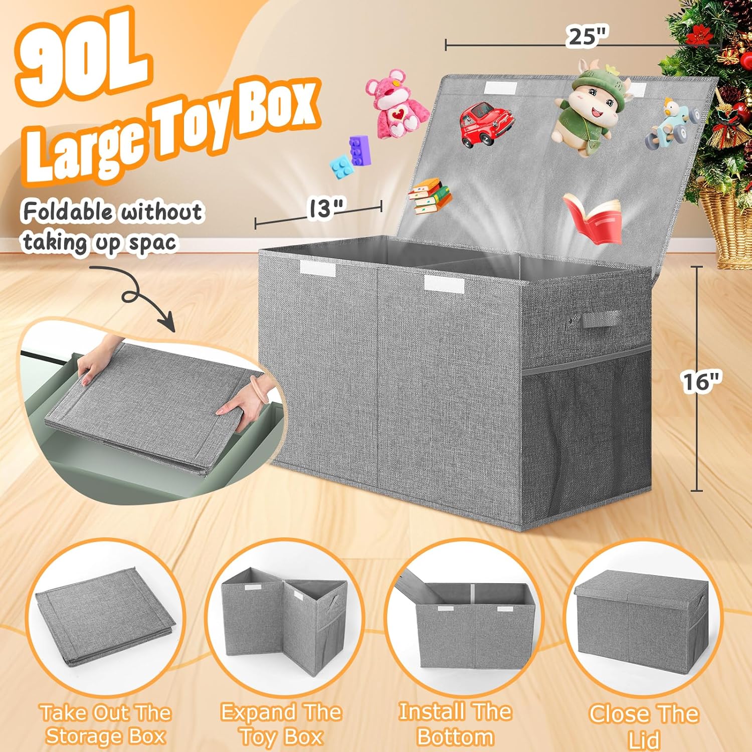 Large Toy Storage Box with Lid - Kids' Toys บทวิจารณ์และราคา