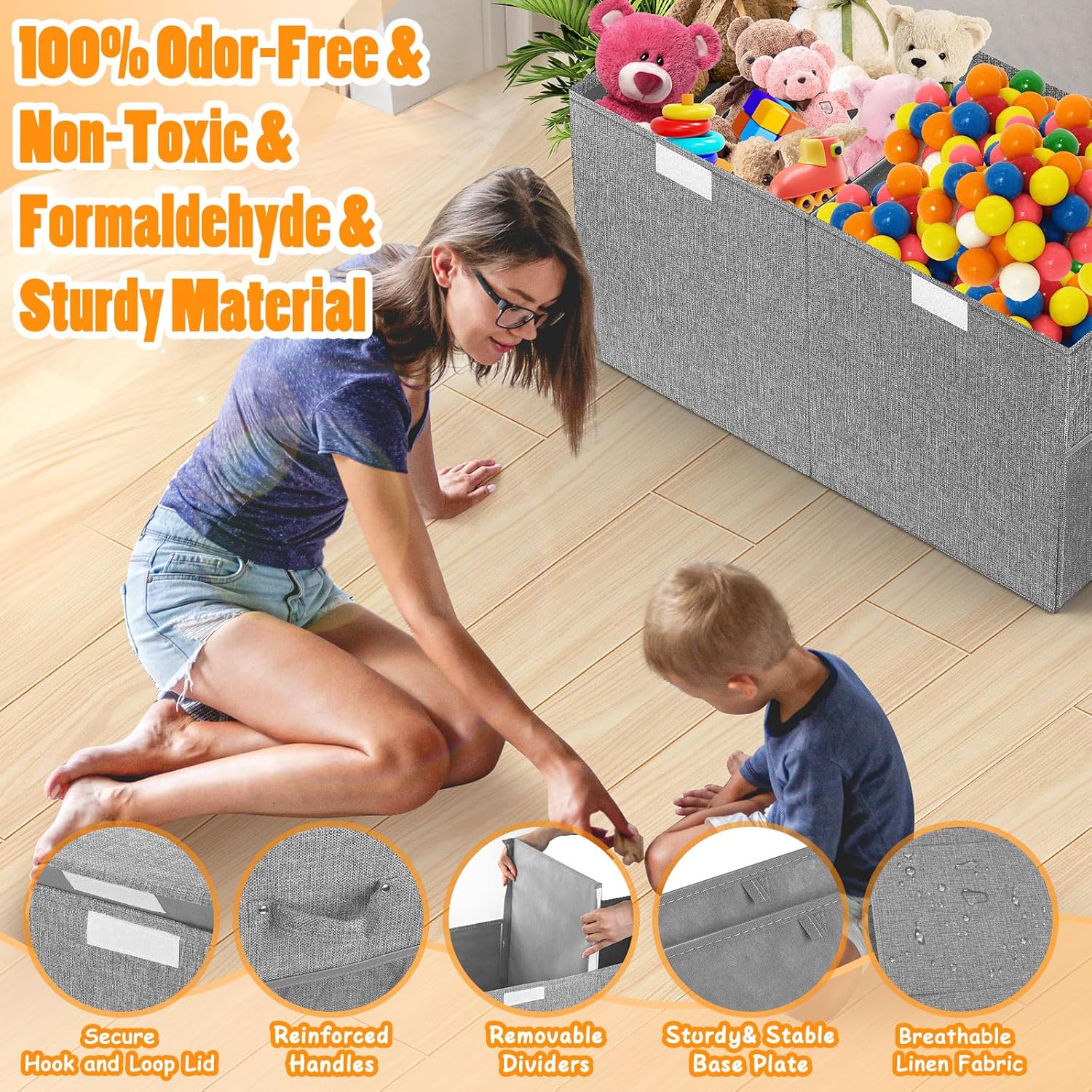 Large Toy Storage Box with Lid - Kids' Toys บทวิจารณ์และราคา