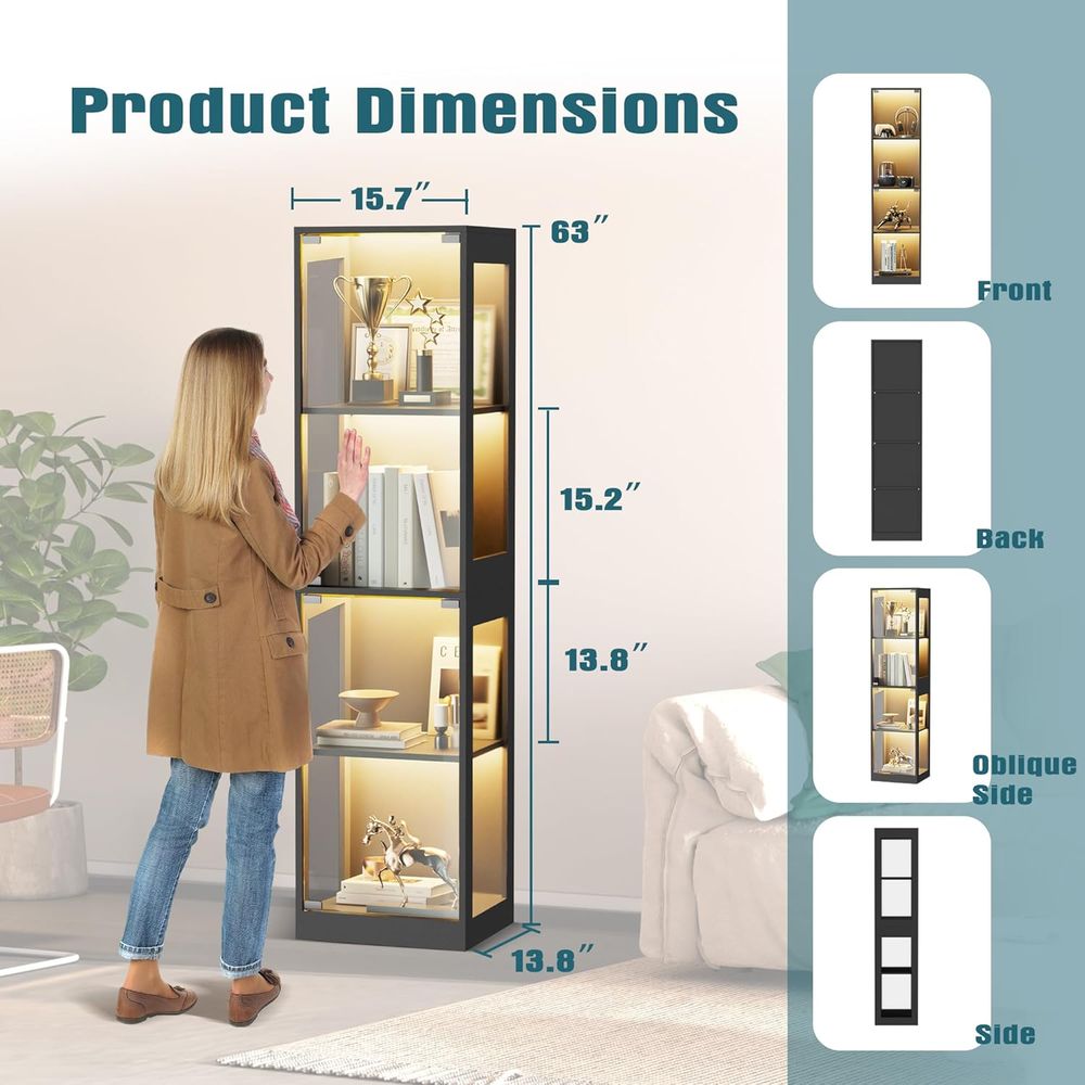 4-Tier Glass Display Cabinet w - Kids' Toys บทวิจารณ์และราคา